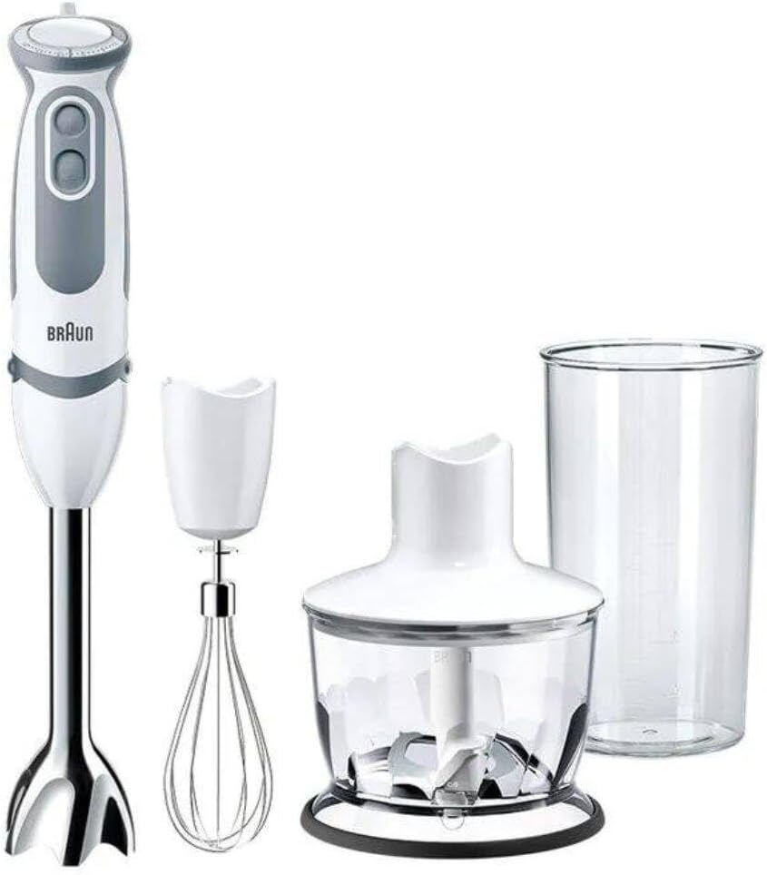 Braun Household MultiQuick 5 Hand Blender, PowerBell Plus Technology, Splash Control, 21 speed, Whisk, Ergonomic Shape, Comfortable Soft Grip, 1000 Watts, 500 ml Chopper - MQ 5235