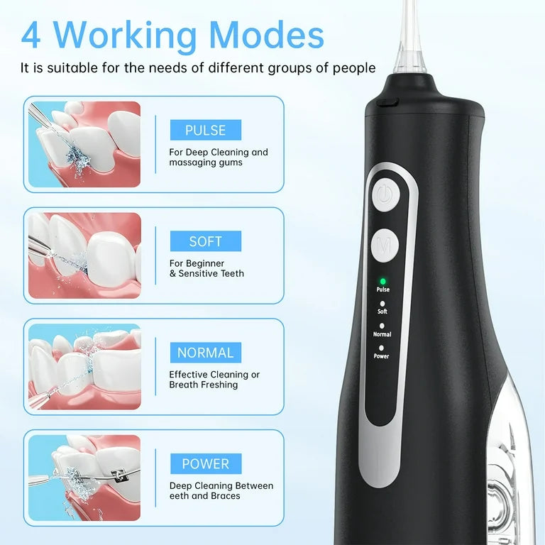 Water Dental Flosser Professional Irrigator for Dental & Oral Care with 8 Tips 4 Modes 310mL Large