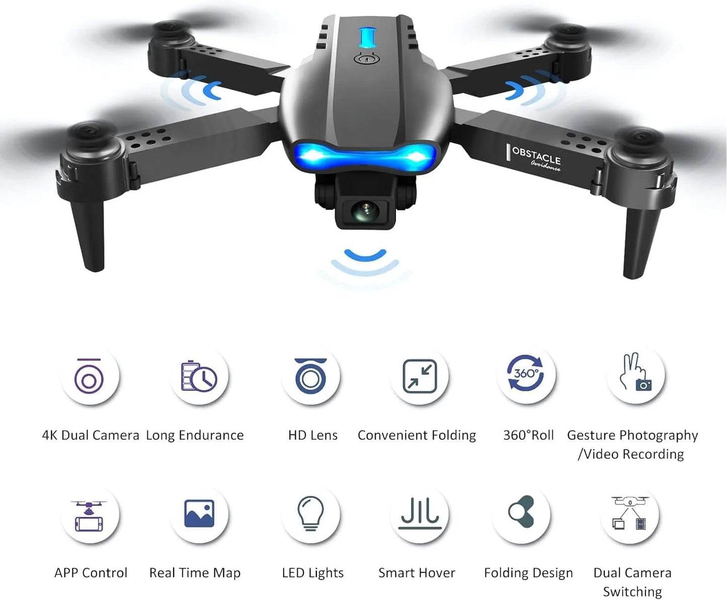 Drone with Camera for Kids Adults 1080P HD FPV Camera, Drone for Beginners with Altitude Hold, One Key Landing, Speed Adjustment