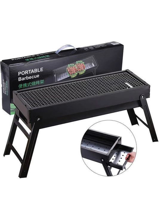 Portable Foldable Mini Barbecue Grill - Compact Stainless Steel BBQ Charcoal Grill for Outdoor Camping, Picnics, Backyard & Travel | Easy-to-Use Lightweight Folding BBQ Grill for Perfect Grilling