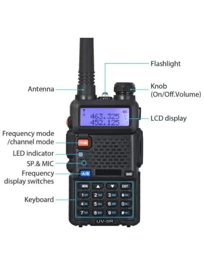 Premium UV-5R Radio Long Range Dual Band Handheld Two Way Radio, 5W, VHF/UHF Transceiver, High-Performance, Compact & Durable