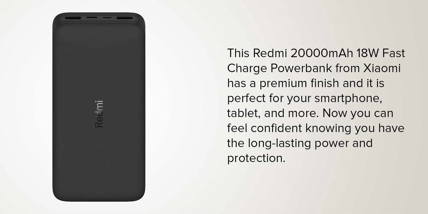 20000mAh High-Speed Charging Technology Powerbank 18 watt Black